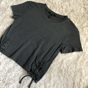 Forever 21 Double Lace Up Cropped Tee